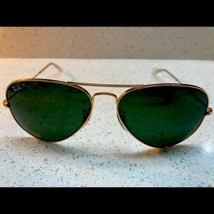 Ray-Ban Rb3025 Large Metal Aviator Sunglasses 58 mm, Gold, Polarized Green Lens